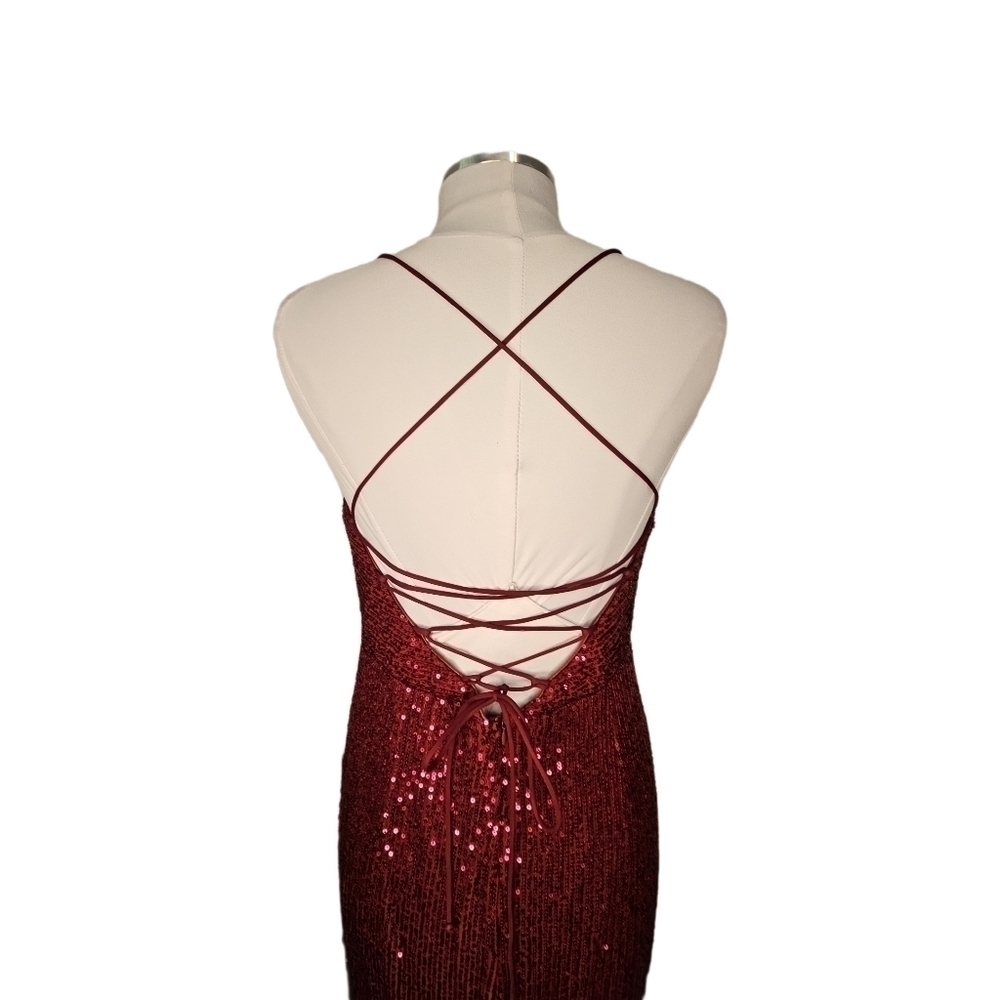 Sequin Burgundy strappy party dress women's XL - Picture 6 of 11